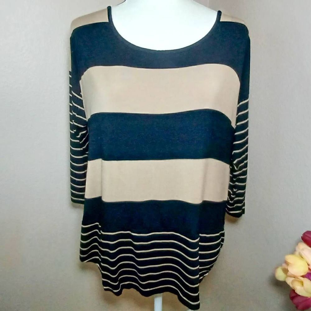 Cable & gauge striped blouse Size L